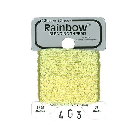 Rainbow Blending Thread 403 Iridescent Pastel Yellow Металлизированное мулине Glissen Gloss RBT403 - Вишивка хрестиком і бісером - Овечка Рукодільниця