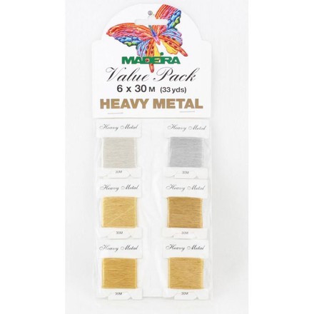 HeavyMetall №40 6 карточек х 30 м блестящие нитки для вышивания (Value Packs). Madeira (9701м) - Вышивка крестиком и бисером - Овца Рукодельница