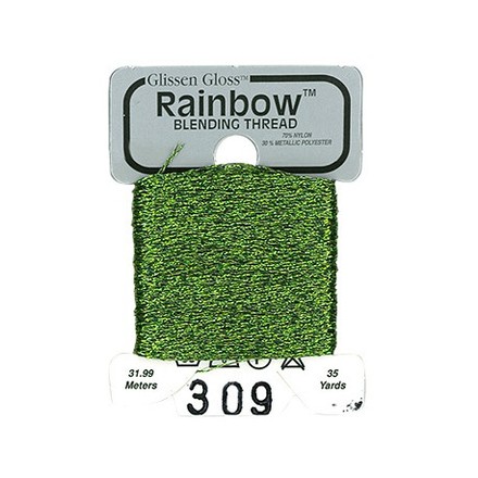 Rainbow Blending Thread 309 Olive Green Металлизированное мулине Glissen Gloss RBT309 - Вишивка хрестиком і бісером - Овечка Рукодільниця
