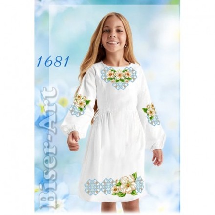 Сукня дитяча біла (габардин) Заготовка для вишивки бісером або нитками Biser-Art 1681ба - Вышивка крестиком и бисером - Овца Рукодельница
