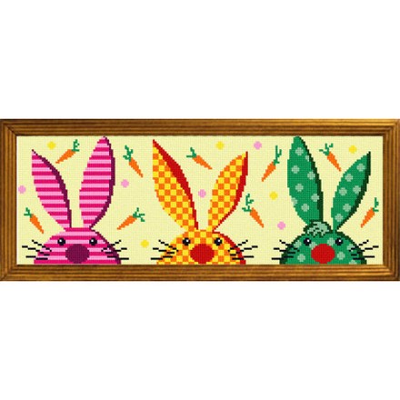 Кролики великодні Канва з нанесеним малюнком Чарівниця S-82 - Вишивка хрестиком і бісером - Овечка Рукодільниця