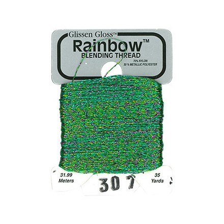 Rainbow Blending Thread 307 Multi Green Металлизированное мулине Glissen Gloss RBT307 - Вишивка хрестиком і бісером - Овечка Рукодільниця