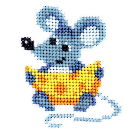 Миша з сиром Схема на тканині для вишивання бісером Louise O-418 - Вишивка хрестиком і бісером - Овечка Рукодільниця