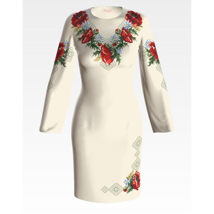 Набір для вишивки нитками Барвиста Вишиванка заготовки жіночої сукні – вишиванки Маковий розмай ПЛ086дМннннi