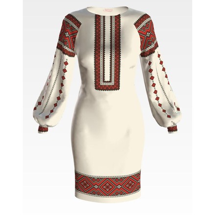 Набір для вишивки нитками Барвиста Вишиванка заготовки жіночої сукні – вишиванки Вогняна ПЛ075шМннннi