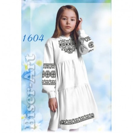 Сукня дитяча біла (габардин) Заготовка для вишивки бісером або нитками Biser-Art 1604ба - Вишивка хрестиком і бісером - Овечка Рукодільниця