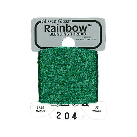 Rainbow Blending Thread 204 Sea Foam Green Металлизированное мулине Glissen Gloss RBT204 - Вишивка хрестиком і бісером - Овечка Рукодільниця