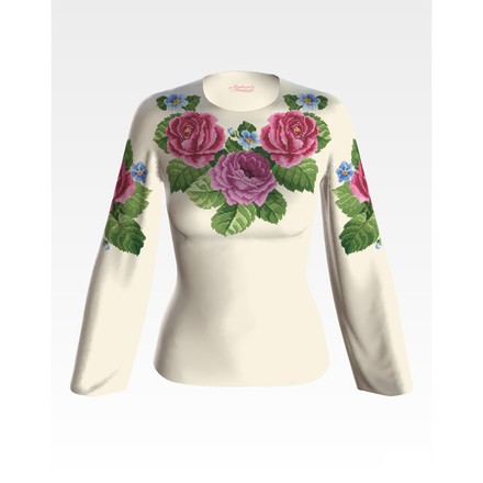 Набір для вишивки жіночої блузки бісером Рожеві троянди, фіалки БЖ009кМннннk - Вишивка хрестиком і бісером - Овечка Рукодільниця