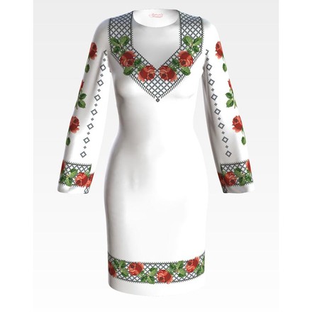 Набір для вишивки нитками Барвиста Вишиванка заготовки жіночої сукні – вишиванки Трояндове мереживо ПЛ119кБннннi