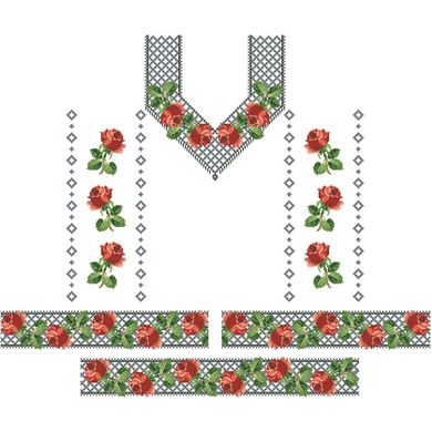 Набір для вишивки нитками Барвиста Вишиванка заготовки жіночої сукні – вишиванки Трояндове мереживо ПЛ119шБннннi