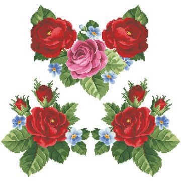 Набір для вишивання жіночої блузки нитками Королівські троянди, фіалки БЖ007шБннннi - Вишивка хрестиком і бісером - Овечка Рукодільниця