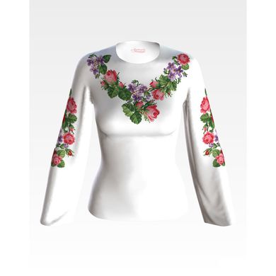 Набір для вишивки жіночої блузки бісером Троянди і фіалки БЖ022пБннннk - Вишивка хрестиком і бісером - Овечка Рукодільниця
