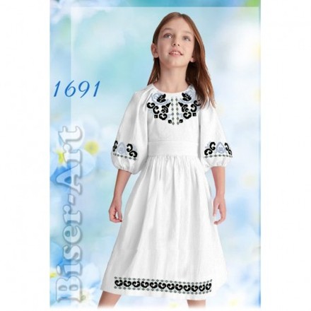 Сукня дитяча біла (габардин) Заготовка для вишивки бісером або нитками Biser-Art 1691ба - Вышивка крестиком и бисером - Овца Рукодельница