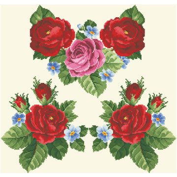 Набір для вишивання жіночої блузки нитками Королівські троянди, фіалки БЖ007шМннннi - Вишивка хрестиком і бісером - Овечка Рукодільниця