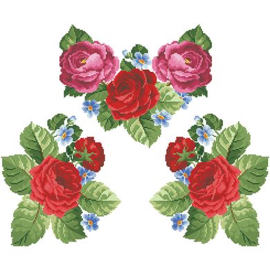 Набір для вишивання жіночої блузки нитками Пишні троянди, фіалки БЖ008шБннннi - Вишивка хрестиком і бісером - Овечка Рукодільниця