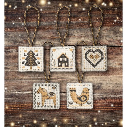 Набір для вишивання хрестиком Різдвяні прикраси (Christmas Decoration: Black and Gold) ANCHOR AKE0016-0002 - Вышивка крестиком и бисером - Овца Рукодельница