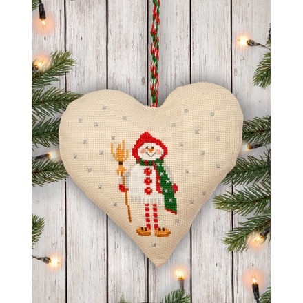 Набір для вишивання хрестиком Серце: Сніговик (Heart Snowman) ANCHOR AKE0009-0002 - Вышивка крестиком и бисером - Овца Рукодельница