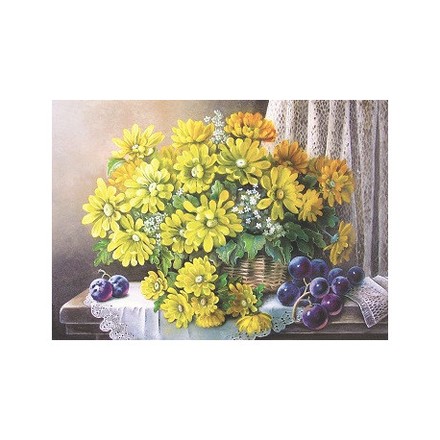 Корзина с желтыми цветами Принт для художественной вышивки Alisena AL1005а - Вышивка крестиком и бисером - Овца Рукодельница