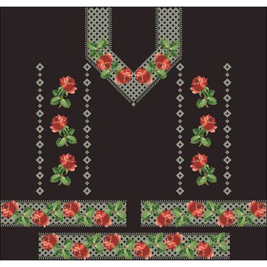 Набір для вишивки нитками Барвиста Вишиванка заготовки жіночої сукні – вишиванки Трояндове мереживо ПЛ119шЧннннi