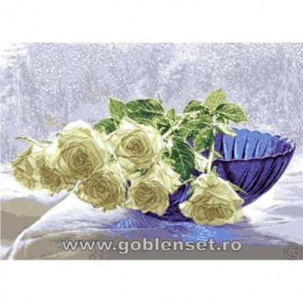 Набор для вышивания гобелен Goblenset G1008 Белые розы - Вышивка крестиком и бисером - Овца Рукодельница