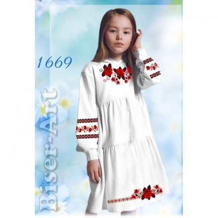 Сукня дитяча біла (габардин) Заготовка для вишивки бісером або нитками Biser-Art 1669ба - Вышивка крестиком и бисером - Овца Рукодельница