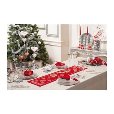 Сніжинки на червоному Набір для вишивання хрестиком (доріжка на стіл) Vervaco PN-0012919 - Вишивка хрестиком і бісером - Овечка Рукодільниця