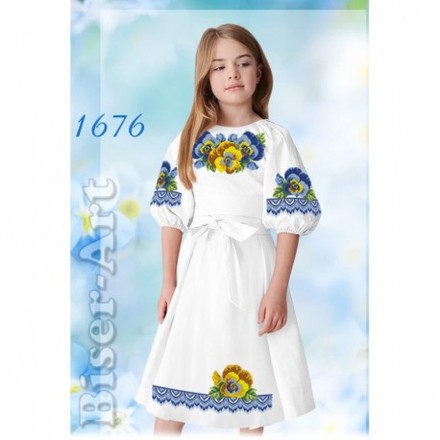Сукня дитяча біла (льон) Заготовка для вишивки бісером або нитками Biser-Art 1676-лба - Вышивка крестиком и бисером - Овца Рукодельница