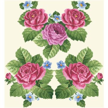 Набір для вишивання жіночої блузки нитками Рожеві троянди, фіалки БЖ009шМннннi - Вишивка хрестиком і бісером - Овечка Рукодільниця