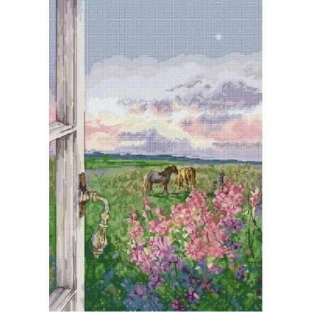 Пейзаж з кіньми Набір для вишивання хрестиком з друкованою схемою на тканині Joy Sunday FA430 - Вышивка крестиком и бисером - Овца Рукодельница