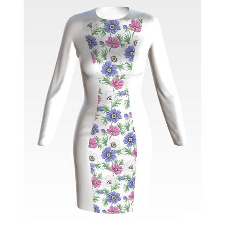 Набор для вышивки нитками Барвиста Вышиванка заготовки женского платья – вышиванки Анемоны ПЛ170кБннннi