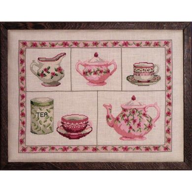 Розовый чайный сервиз Набор для вышивания крестом Lucas Creations VL02-K - Вишивка хрестиком і бісером - Овечка Рукодільниця