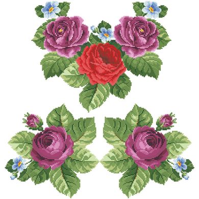 Набір для вишивання жіночої блузки нитками Лілові троянди, фіалки БЖ010шБннннi - Вишивка хрестиком і бісером - Овечка Рукодільниця