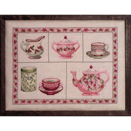 Розовый чайный сервиз Набор для вышивания крестом Lucas Creations VL02-K - Вишивка хрестиком і бісером - Овечка Рукодільниця