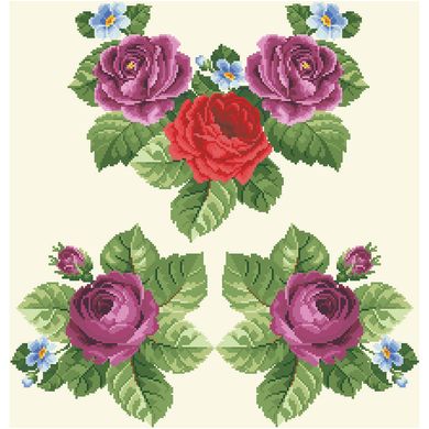 Набір для вишивання жіночої блузки нитками Лілові троянди, фіалки БЖ010кМннннi - Вишивка хрестиком і бісером - Овечка Рукодільниця