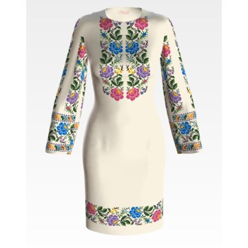 Набір для вишивки нитками Барвиста Вишиванка заготовки жіночої сукні – вишиванки Одеська троянда ПЛ124шБннннi