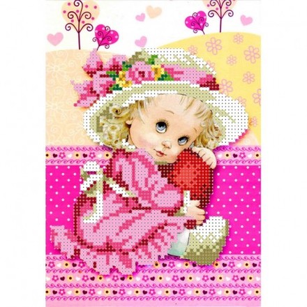 Дівчинка з сердечком Схема для вишивки бісером Biser-Art В111ба - Вышивка крестиком и бисером - Овца Рукодельница