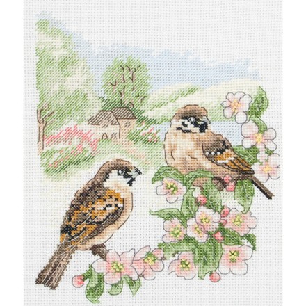 Набір для вишивання хрестиком Весняні горобці (Spring Sparrow) ANCHOR PCE0500 - Вышивка крестиком и бисером - Овца Рукодельница