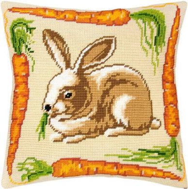 Кролик із морквою. Набір для вишивання подушки. Чарівниця (V-41) - Вишивка хрестиком і бісером - Овечка Рукодільниця