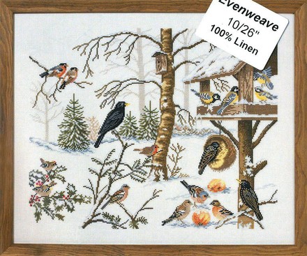 Птицы у кормушки. Набор для вышивания крестом. Eva Rosenstand (Дания) (12-651) - Вышивка крестиком и бисером - Овца Рукодельница