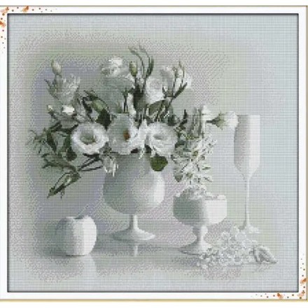 Біла ваза Набір для вишивання хрестиком з друкованою схемою на тканині Joy Sunday H328JS - Вышивка крестиком и бисером - Овца Рукодельница