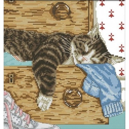 Милий котик Набір для вишивання хрестиком з друкованою схемою на тканині Joy Sunday D132 - Вышивка крестиком и бисером - Овца Рукодельница