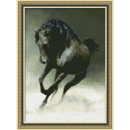 Набор для вышивки крестом Юнона 0113 Черный конь - Вышивка крестиком и бисером - Овца Рукодельница