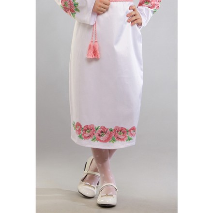 Заготовка детской юбки – вышиванки на 3-5 лет Маки розовые для вышивки бисером БС015кБ28нн - Вышивка крестиком и бисером - Овца Рукодельница