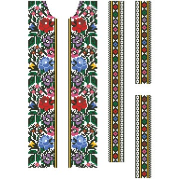 Заготовка дитячої вставки для сорочки на 6-12 років Борщівські візерунки для вишивки бісером і нитками ВД064пБнннн