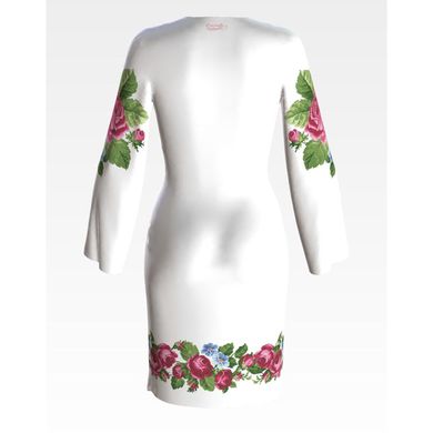 Заготовка жіночого плаття Рожеві троянди, фіалки для вишивки бісером ПЛ009кБнннн