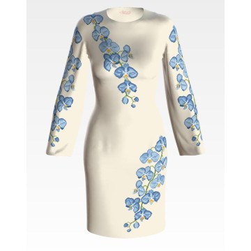 Набір для вишивки нитками Барвиста Вишиванка заготовки жіночої сукні – вишиванки Блакитні орхідеї ПЛ085кМннннi