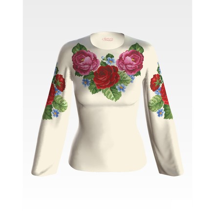Набір для вишивки жіночої блузки бісером Пишні троянди, фіалки БЖ008шМннннk - Вишивка хрестиком і бісером - Овечка Рукодільниця