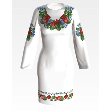 Заготовка женского платья Розы и незабудки для вышивки бисером ПЛ004кБнннн