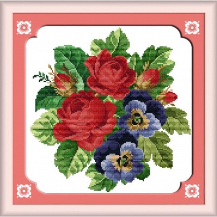 Роза и орхидея Набор для вышивания крестом с печатной схемой на ткани Joy Sunday H096 - Вышивка крестиком и бисером - Овца Рукодельница