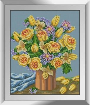 Набір для малювання каменями алмазний живопис Dream Art Квіткова композиція (квадратні, повна) 31255D - Вишивка хрестиком і бісером - Овечка Рукодільниця